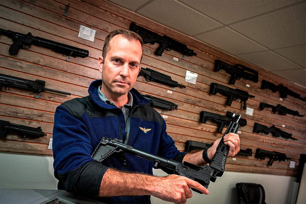Adrian Kellgren with a KelTec SUB2000 carbine