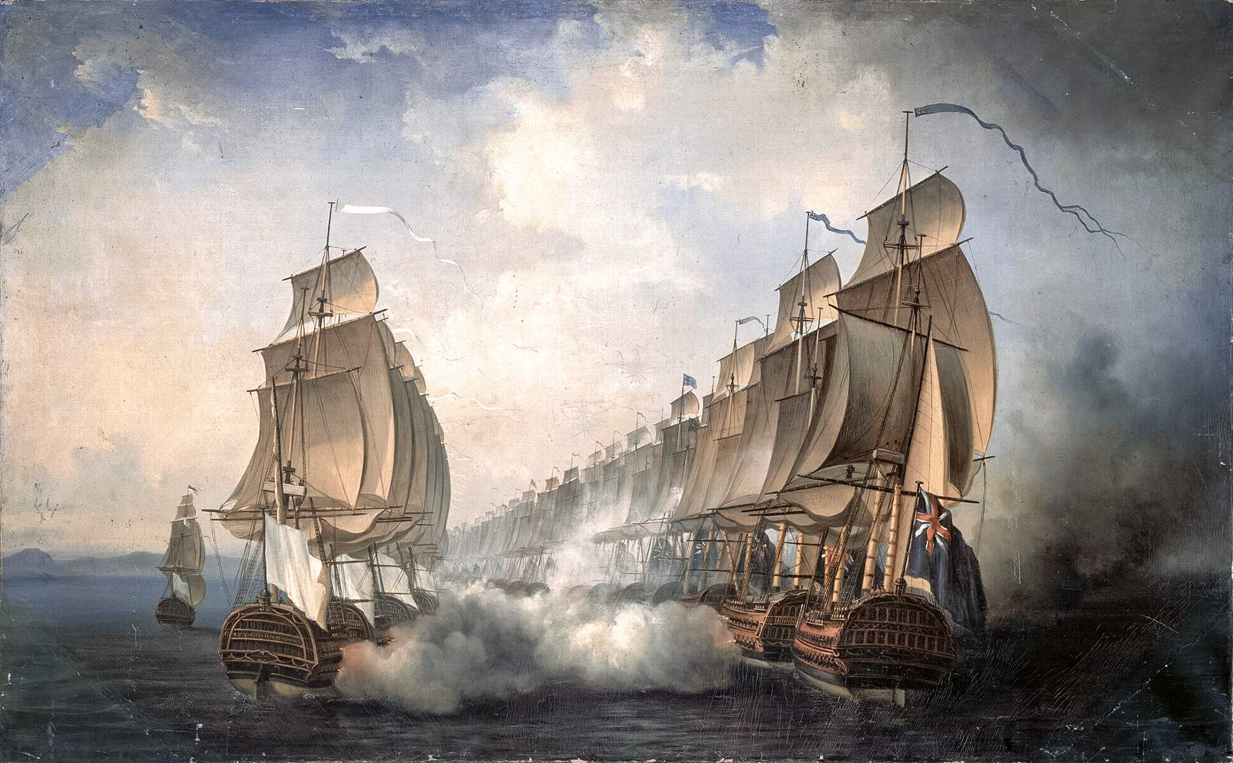 Painting of the Battle of Cuddalore on June 20, 1783 between the French navy commanded by the Bailli de Suffren and the British one under the orders of Rear-Admiral Edward Hughes.
