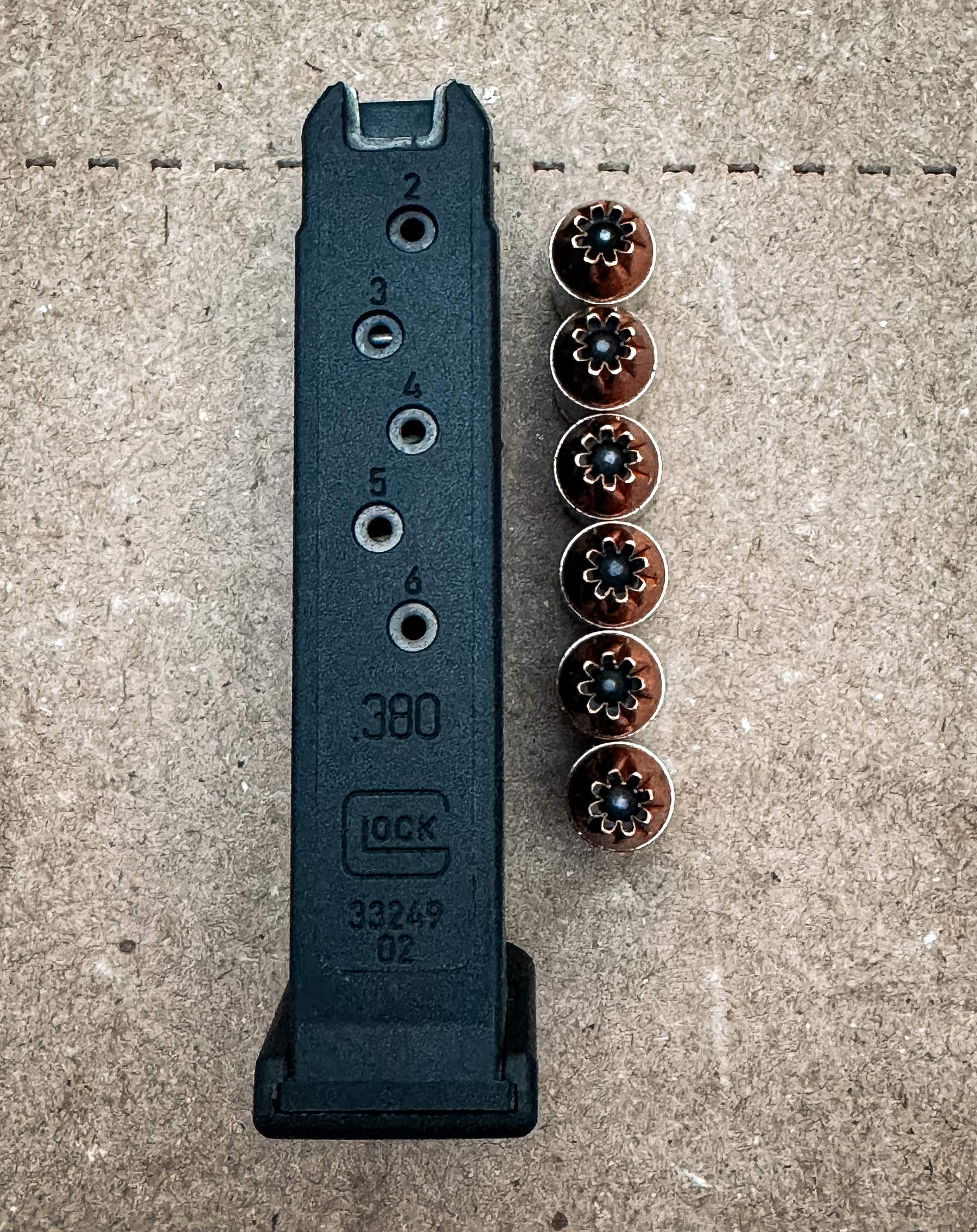 Glock 42 .380 ACP magazine and ammo