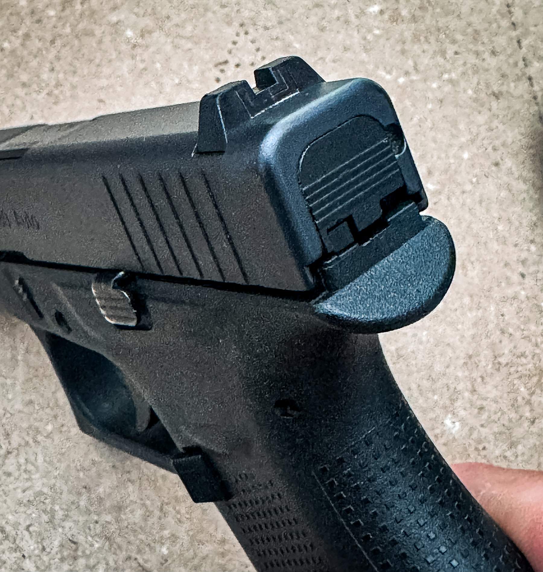 rear of slide and rear sight