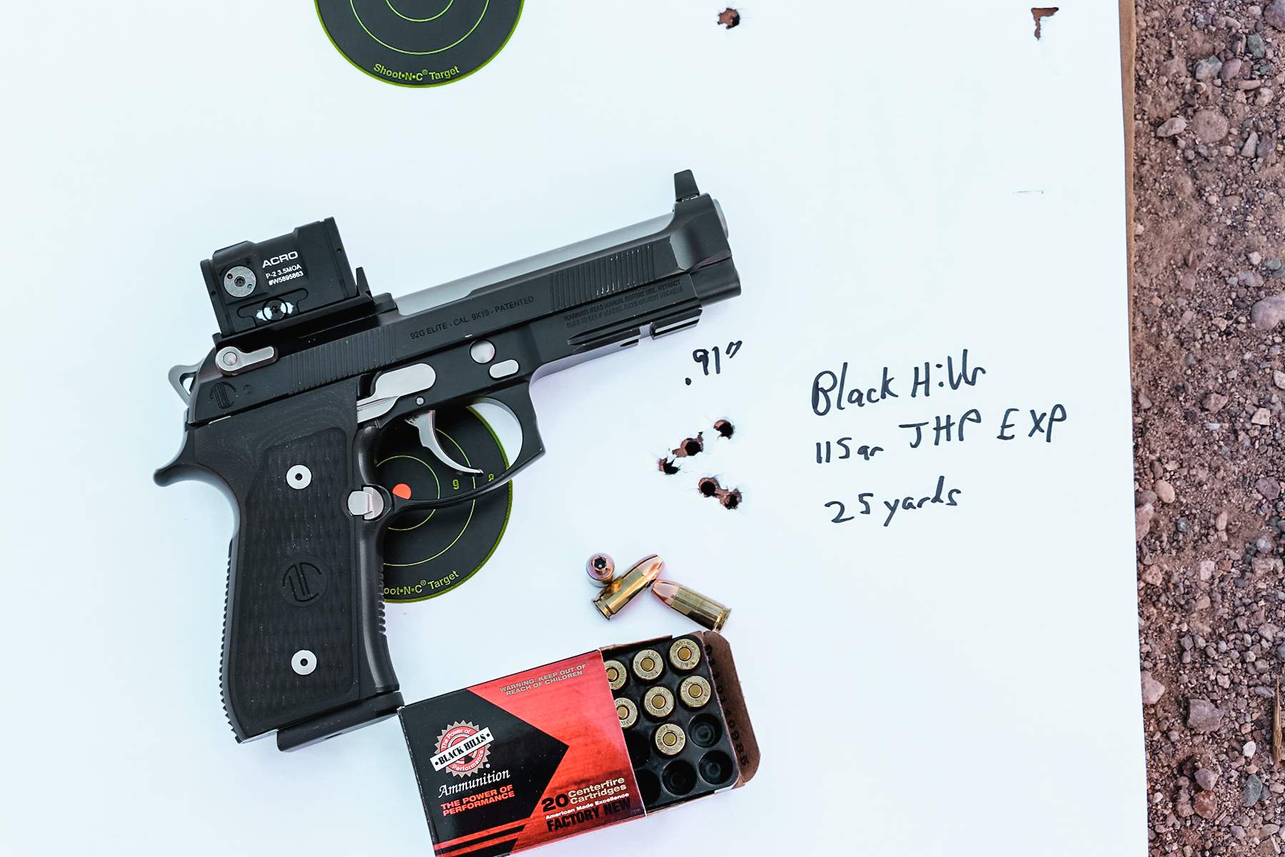 LTT Beretta 92G with some Black Hills 9mm ammo and target results