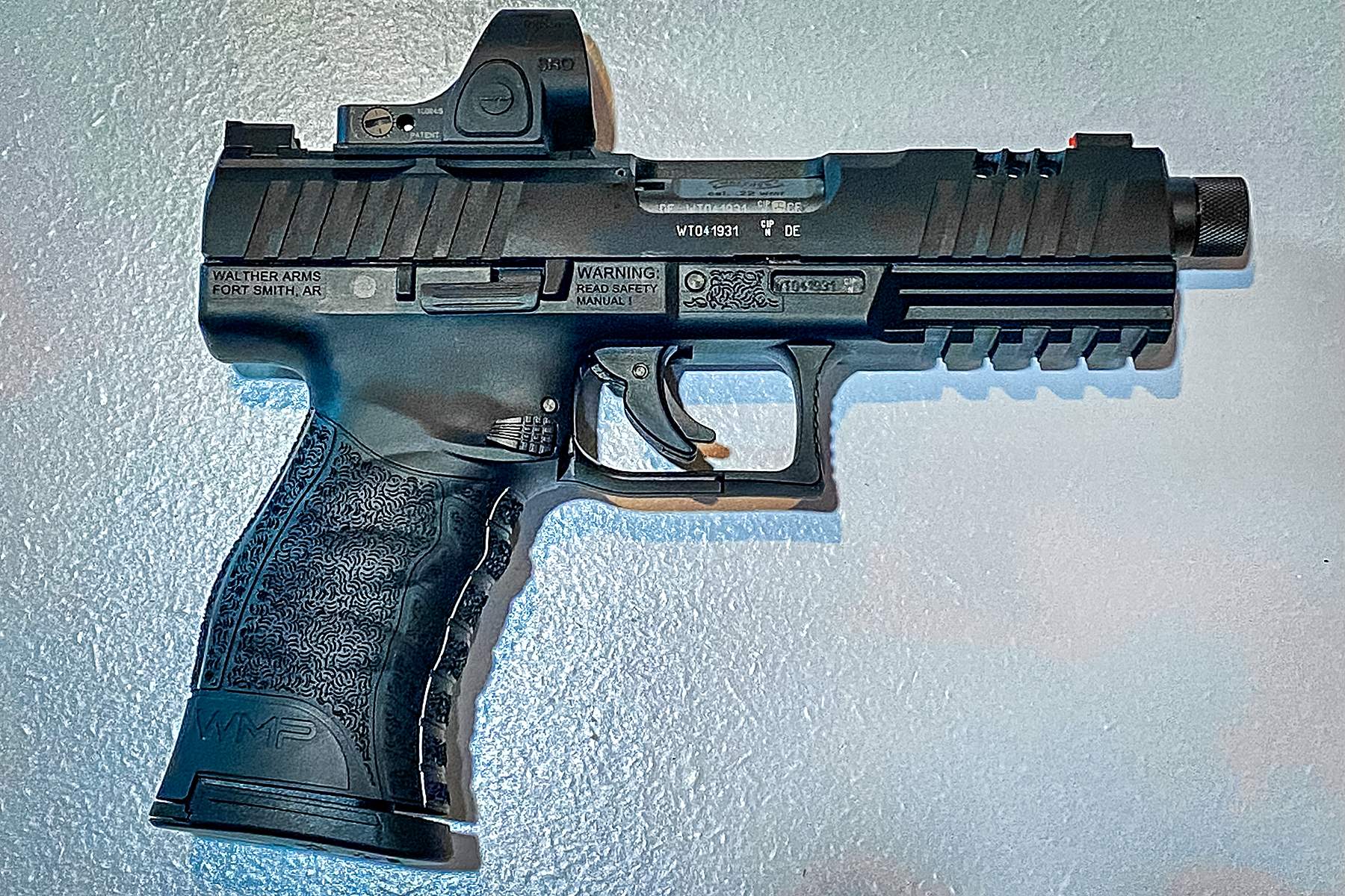 Walther WMP SD pistol with a Trijicon SRO red dot installed