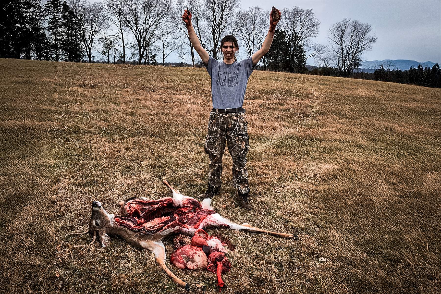 mission accomplished: a fully butchered deer in the field